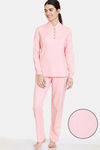 Zivame Cozy Ribbed Viscose Blend Waffle Loungewear Set - Pale Blush — thumbnail 1